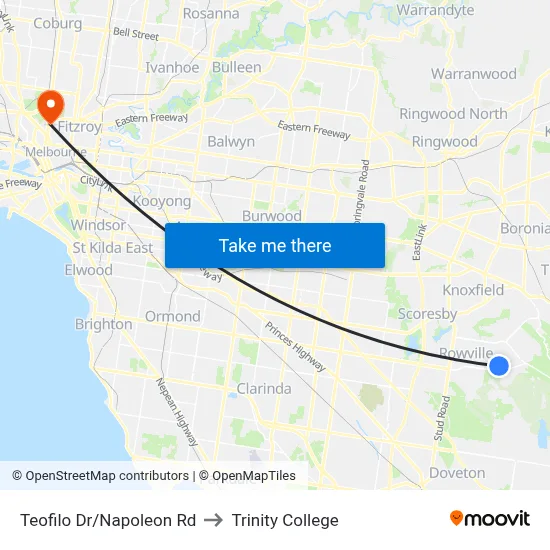 Teofilo Dr/Napoleon Rd to Trinity College map