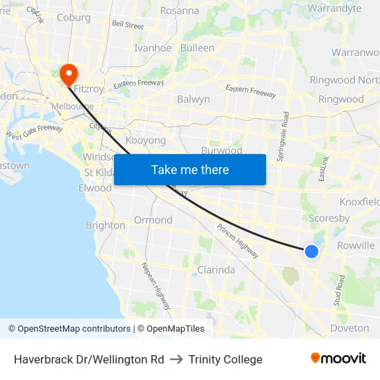 Haverbrack Dr/Wellington Rd to Trinity College map