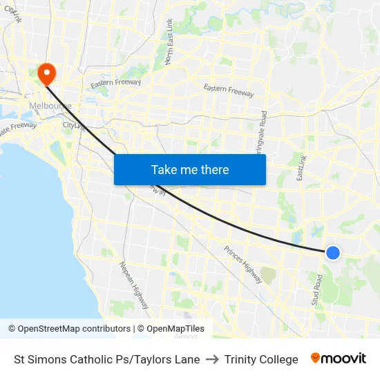 St Simons Catholic Ps/Taylors Lane to Trinity College map