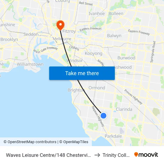 Waves Leisure Centre/148 Chesterville Rd to Trinity College map