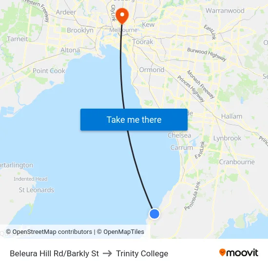 Beleura Hill Rd/Barkly St to Trinity College map
