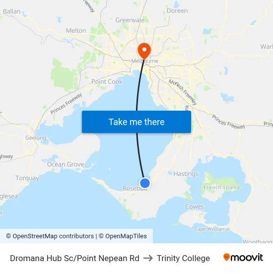 Dromana Hub Sc/Point Nepean Rd to Trinity College map