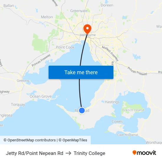 Jetty Rd/Point Nepean Rd to Trinity College map