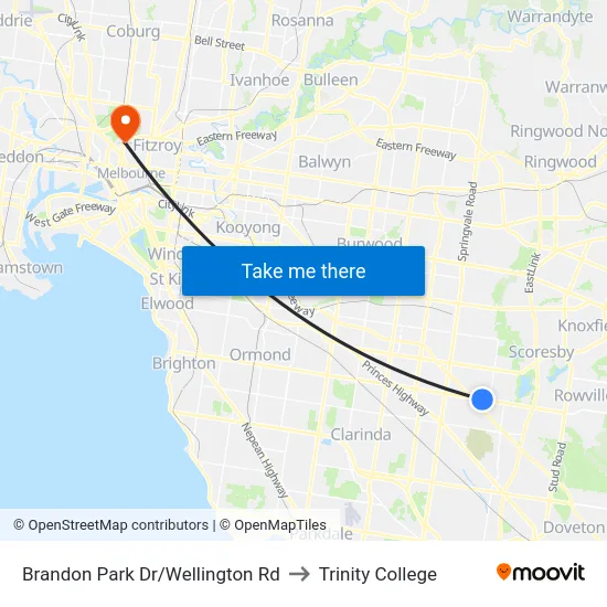 Brandon Park Dr/Wellington Rd to Trinity College map