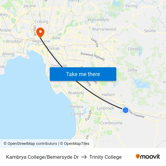 Kambrya College/Bemersyde Dr to Trinity College map