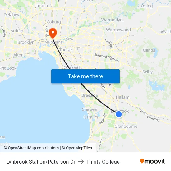 Lynbrook Station/Paterson Dr to Trinity College map