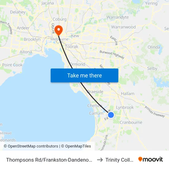 Thompsons Rd/Frankston-Dandenong Rd to Trinity College map