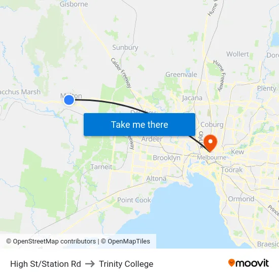 High St/Station Rd to Trinity College map