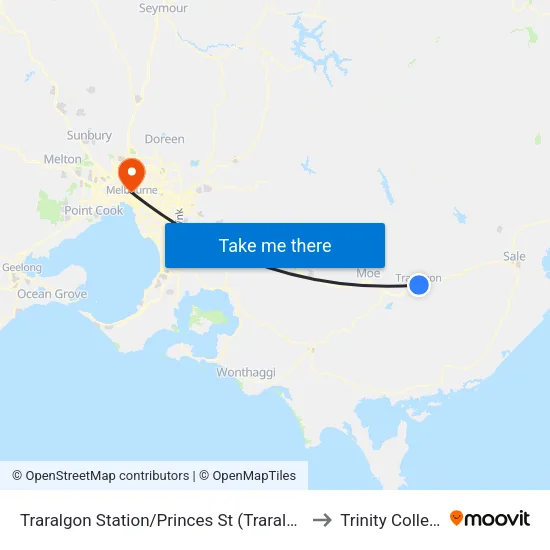 Traralgon Station/Princes St to Trinity College map