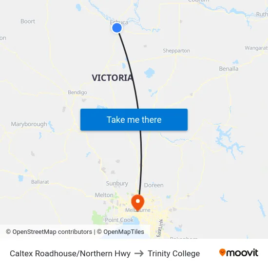 Caltex Roadhouse/Northern Hwy to Trinity College map