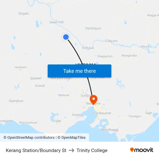 Kerang Station/Boundary St to Trinity College map