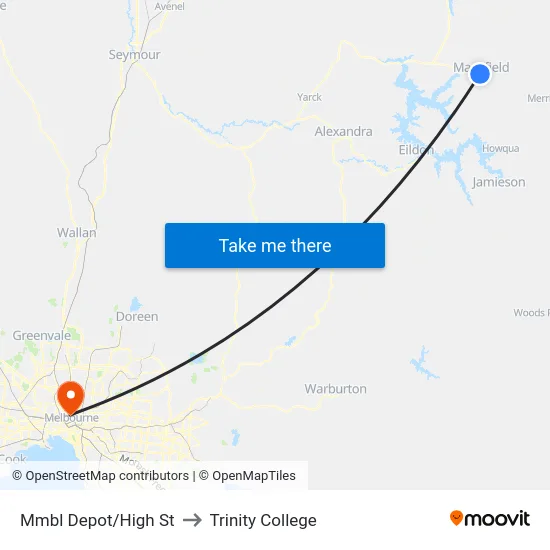 Mmbl Depot/High St to Trinity College map