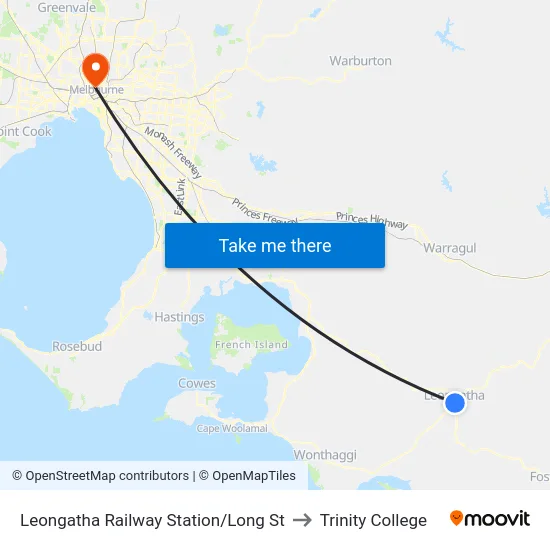 Leongatha Railway Station/Long St to Trinity College map