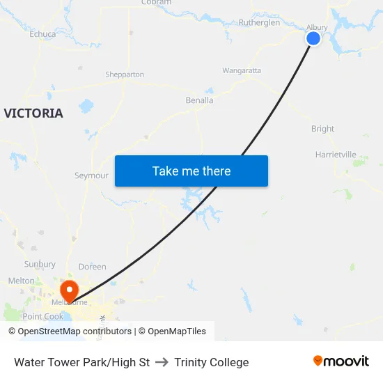 Water Tower Park/High St to Trinity College map
