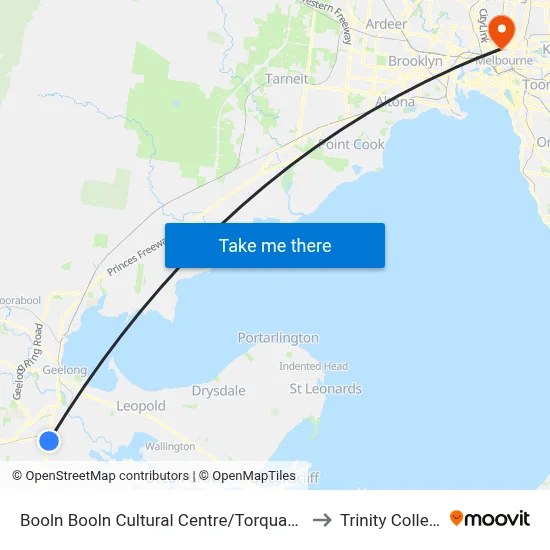 Booln Booln Cultural Centre/Torquay Rd to Trinity College map