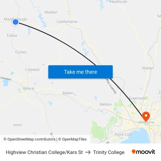 Highview Christian College/Kars St to Trinity College map
