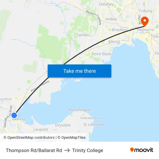Thompson Rd/Ballarat Rd to Trinity College map