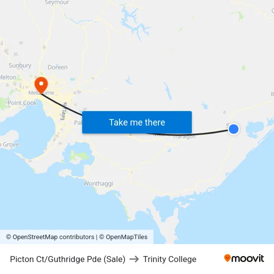 Picton Ct/Guthridge Pde to Trinity College map
