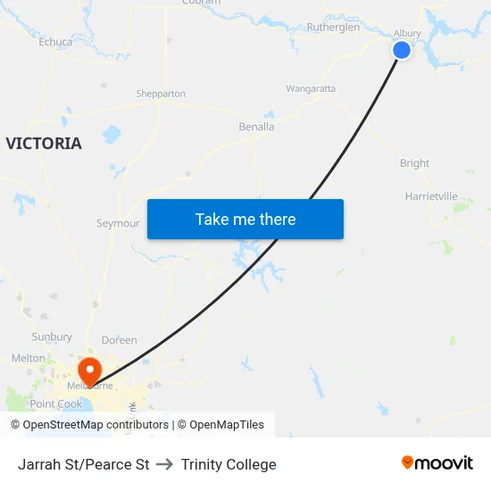 Jarrah St/Pearce St to Trinity College map