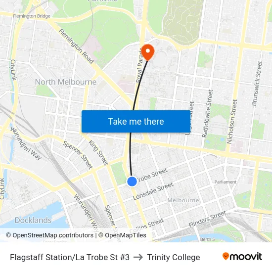 Flagstaff Station/La Trobe St  #3 to Trinity College map
