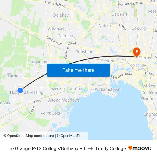 The Grange P-12 College/Bethany Rd to Trinity College map