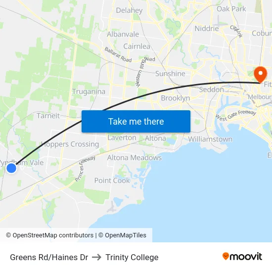 Greens Rd/Haines Dr to Trinity College map
