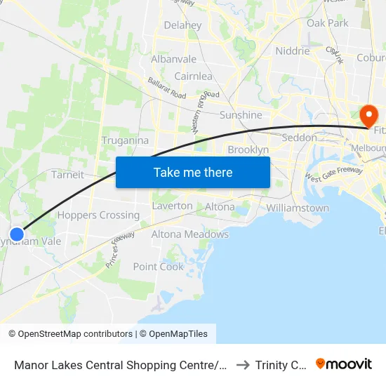 Manor Lakes Central Shopping Centre/Manor Lakes Bvd to Trinity College map