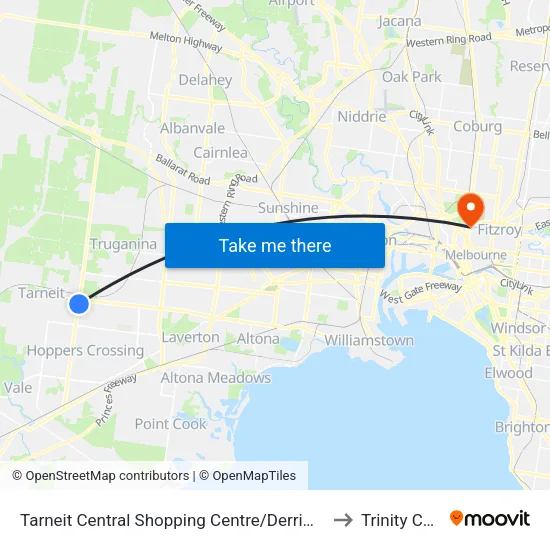 Tarneit Central Shopping Centre/Derrimut Rd to Trinity College map