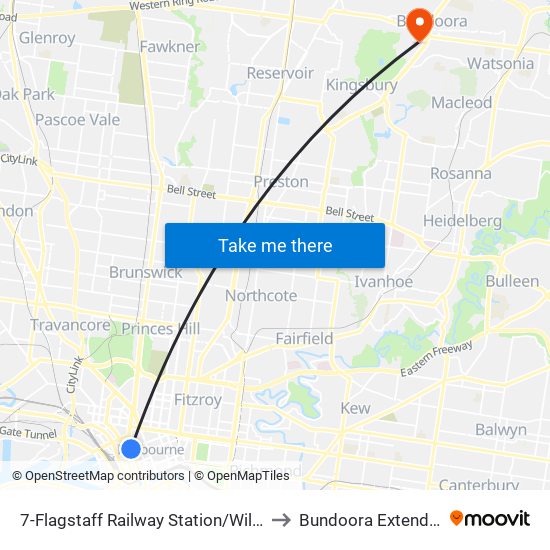 7-Flagstaff Railway Station/William St (Melbourne City) to Bundoora Extended Care Centre map