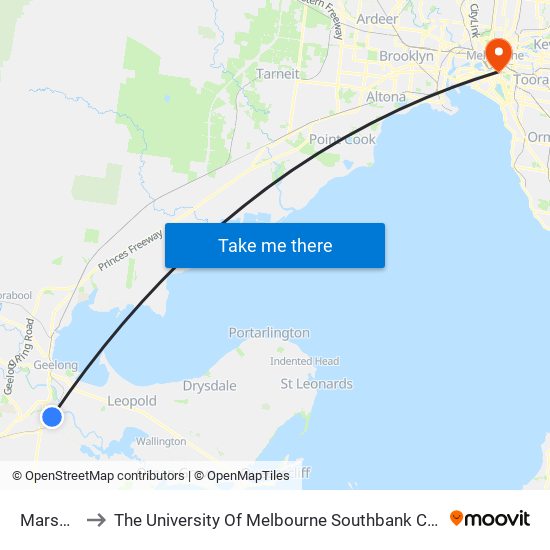 Marshall to The University Of Melbourne Southbank Campus map