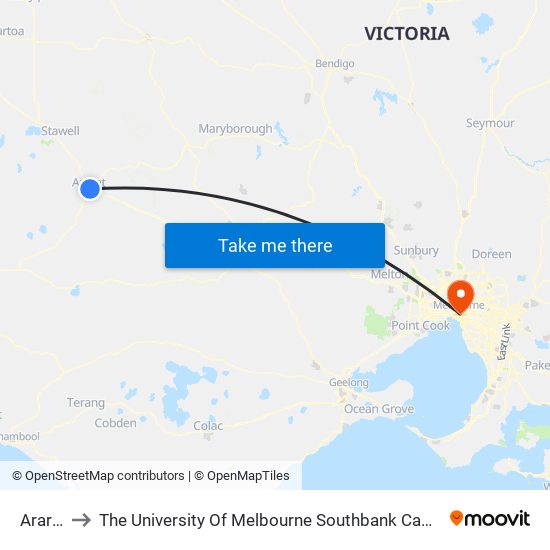 Ararat to The University Of Melbourne Southbank Campus map