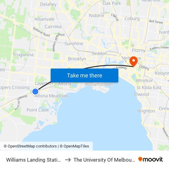 Williams Landing Station (Williams Landing) to The University Of Melbourne Southbank Campus map