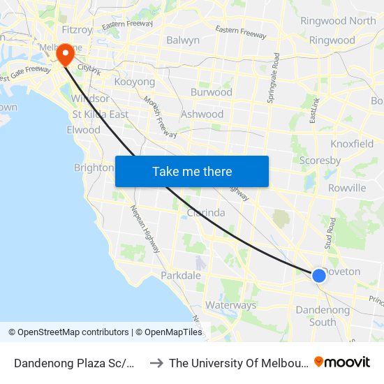 Dandenong Plaza Sc/Mccrae St (Dandenong) to The University Of Melbourne Southbank Campus map
