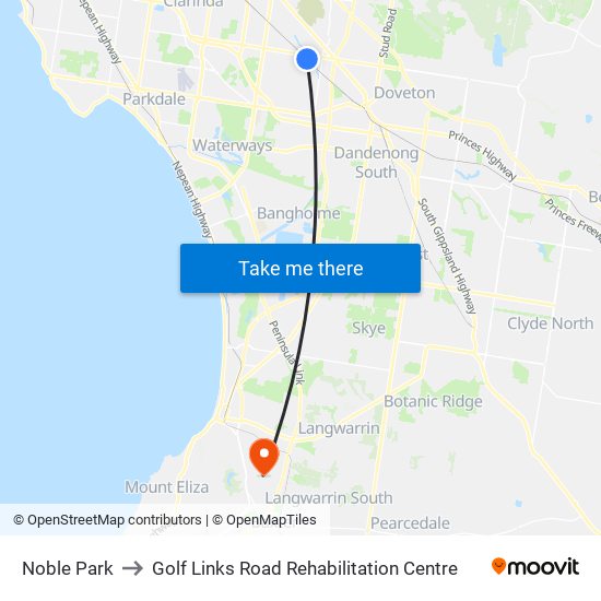 Noble Park to Golf Links Road Rehabilitation Centre map