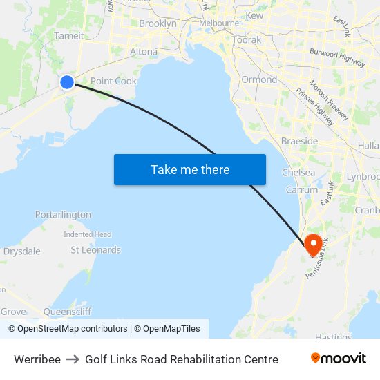 Werribee to Golf Links Road Rehabilitation Centre map