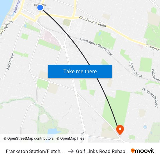 Frankston Station/Fletcher Rd (Frankston) to Golf Links Road Rehabilitation Centre map