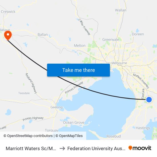 Marriott Waters Sc/Marriott Bvd (Lyndhurst) to Federation University Australia (Mt Helen Campus) map