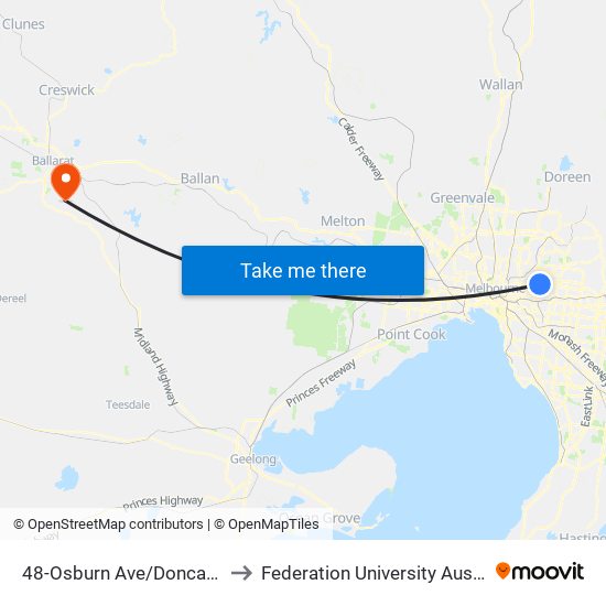 48-Osburn Ave/Doncaster Rd (Balwyn North) to Federation University Australia (Mt Helen Campus) map