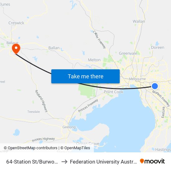 64-Station St/Burwood Hwy (Burwood) to Federation University Australia (Mt Helen Campus) map