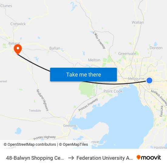 48-Balwyn Shopping Centre/Whitehorse Rd (Balwyn) to Federation University Australia (Mt Helen Campus) map