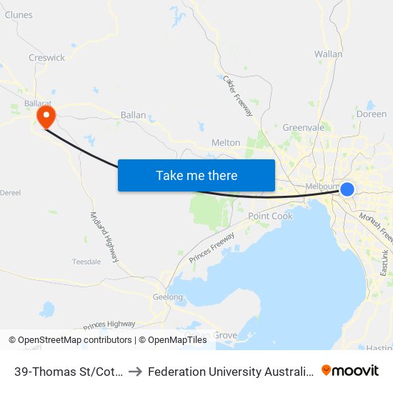 39-Thomas St/Cotham Rd (Kew) to Federation University Australia (Mt Helen Campus) map
