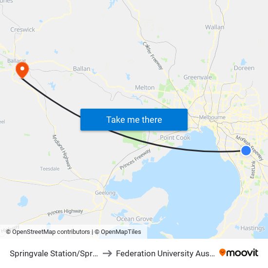 Springvale Station/Springvale Rd (Springvale) to Federation University Australia (Mt Helen Campus) map