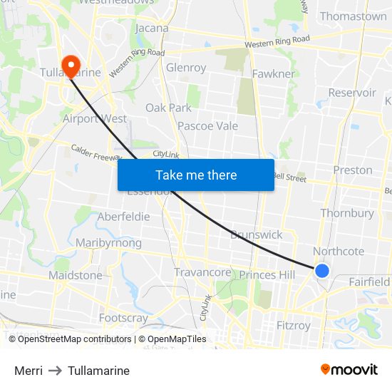 Merri to Tullamarine map