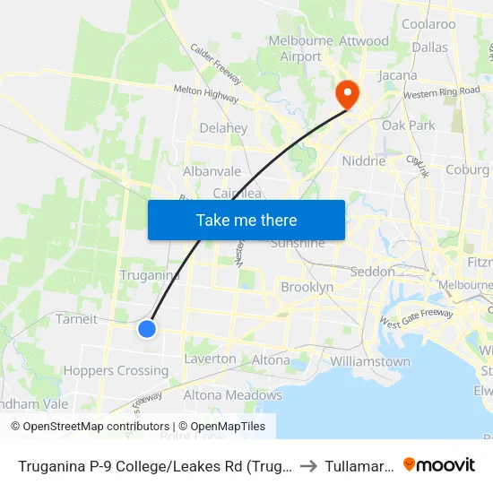 Truganina P-9 College/Leakes Rd to Tullamarine map