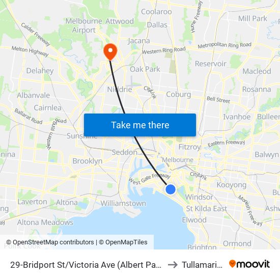 29-Bridport St/Victoria Ave (Albert Park) to Tullamarine map