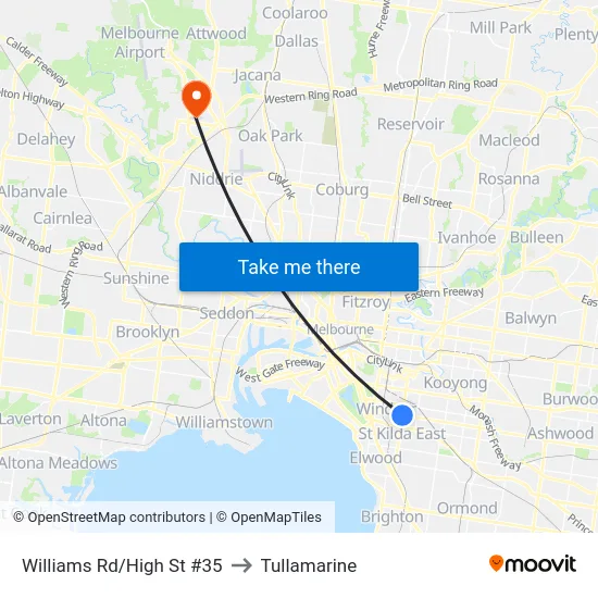 Williams Rd/High St #35 to Tullamarine map
