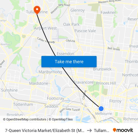 7-Queen Victoria Market/Elizabeth St (Melbourne City) to Tullamarine map