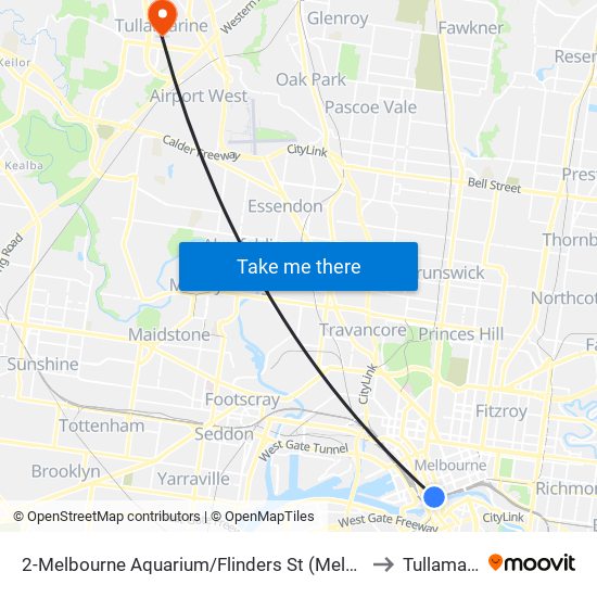 2-Melbourne Aquarium/Flinders St (Melbourne City) to Tullamarine map