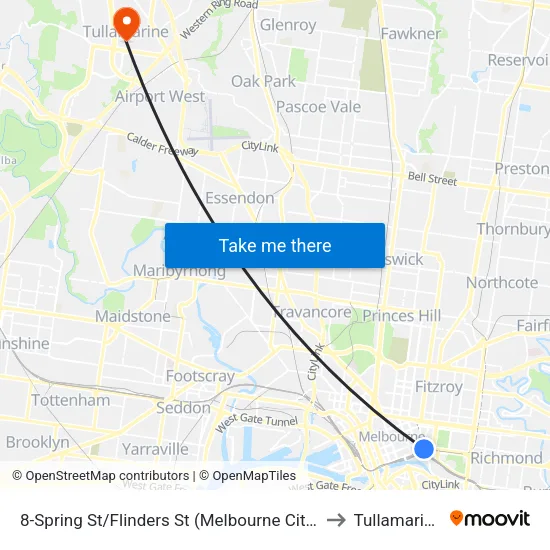 Spring St/Flinders St #8 to Tullamarine map