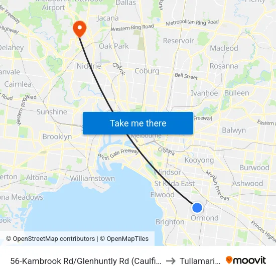 Kambrook Rd/Glenhuntly Rd #56 to Tullamarine map